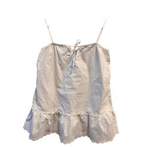 Sunday Best White Ruffle Hem Eyelet Camisole Dress Women's Size M